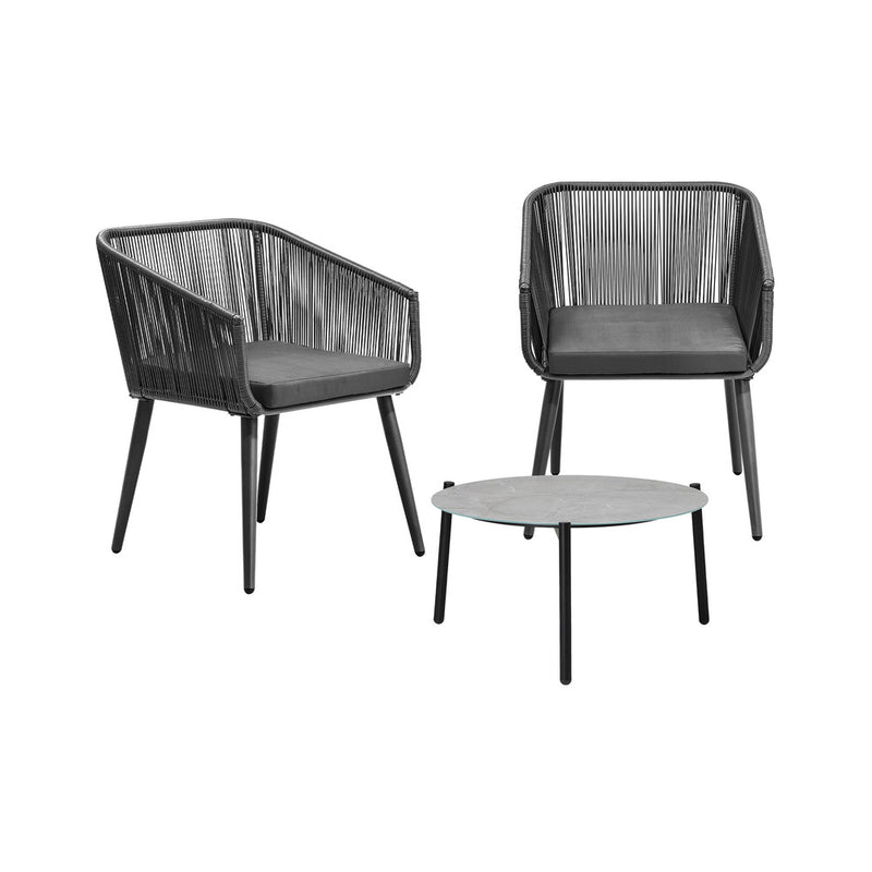 Livsip 3 Piece Outdoor Lounge Set Polyester rope detailing