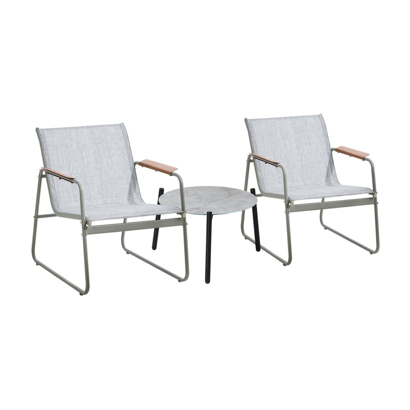 Livsip 3PCS Outdoor Bistro Set Patio Chair 50cm Coffee Table Textilene
