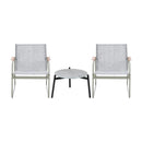 Livsip 3PCS Outdoor Bistro Set Patio Chair 50cm Coffee Table Textilene