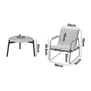 Livsip 3PCS Outdoor Bistro Set Patio Chair 50cm Coffee Table Textilene
