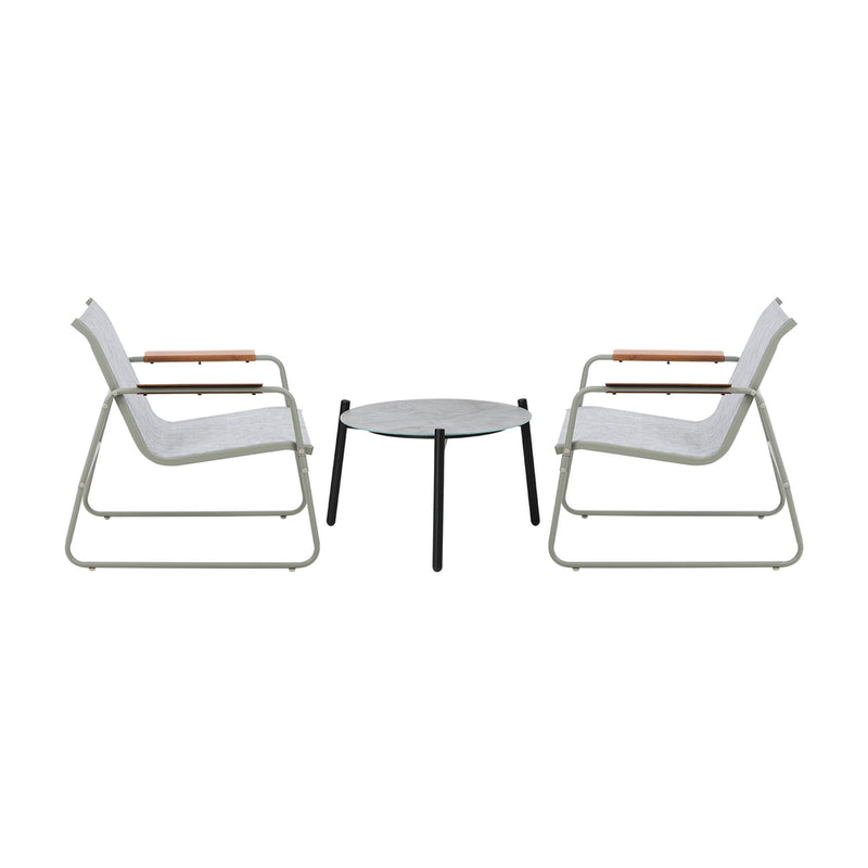 Livsip 3PCS Outdoor Bistro Set Patio Chair 50cm Coffee Table Textilene