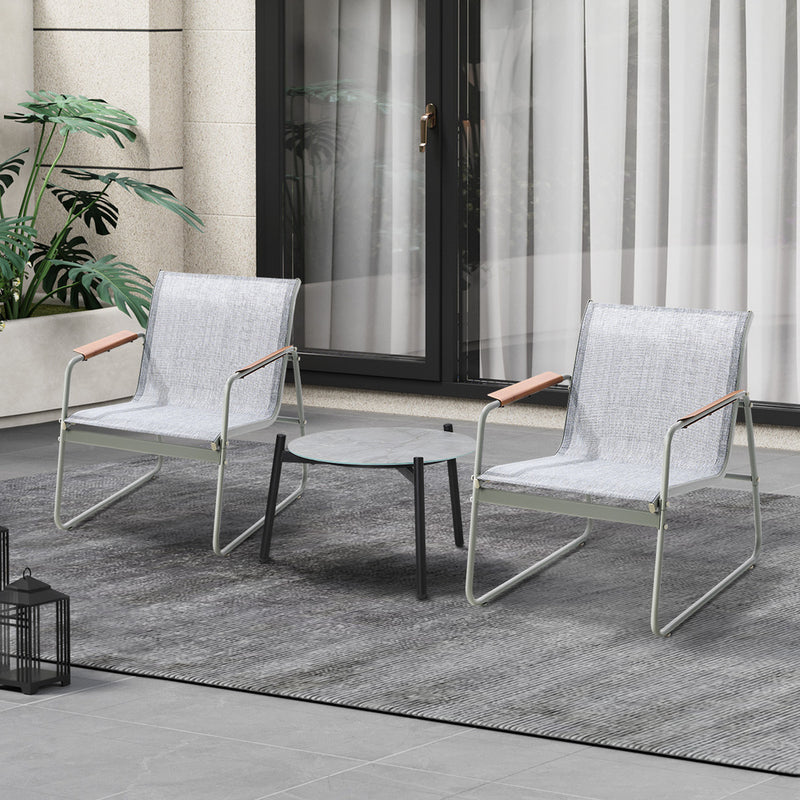 Livsip 3PCS Outdoor Bistro Set Patio Chair 50cm Coffee Table Textilene