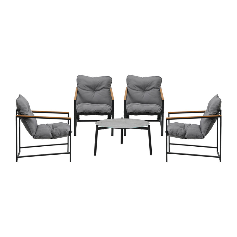 Livsip 4 Seater Outdoor Patio Set 70CM Round Grey Marble Table