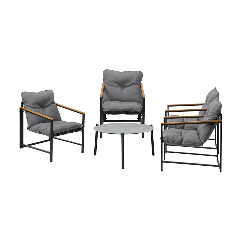 Livsip 4 Seater Outdoor Patio Set 70CM Round Grey Marble Table