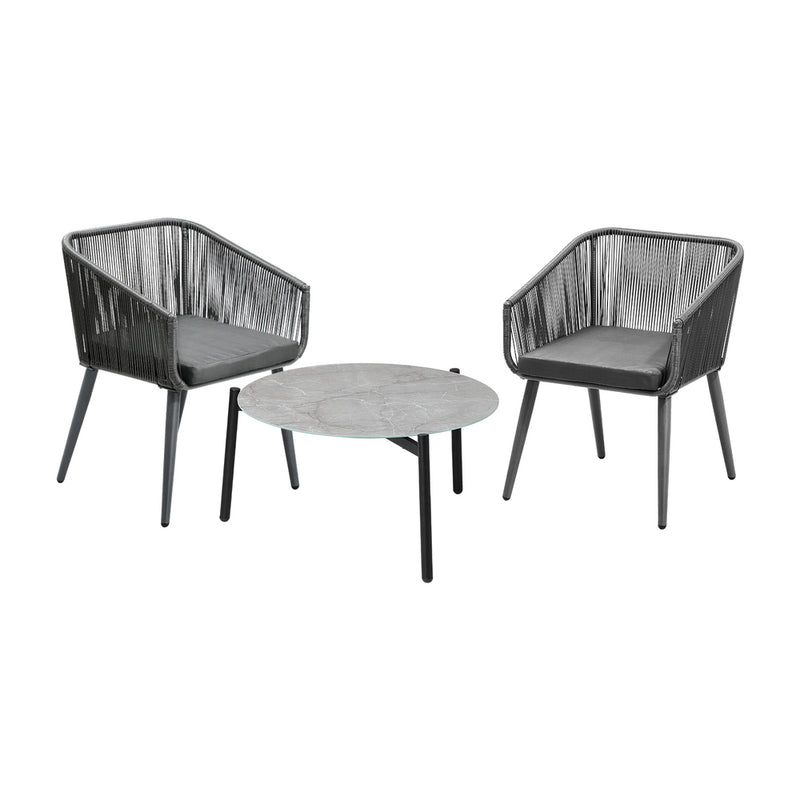 Livsip 3 Piece Outdoor Patio Set 70cm Table Polyester rope