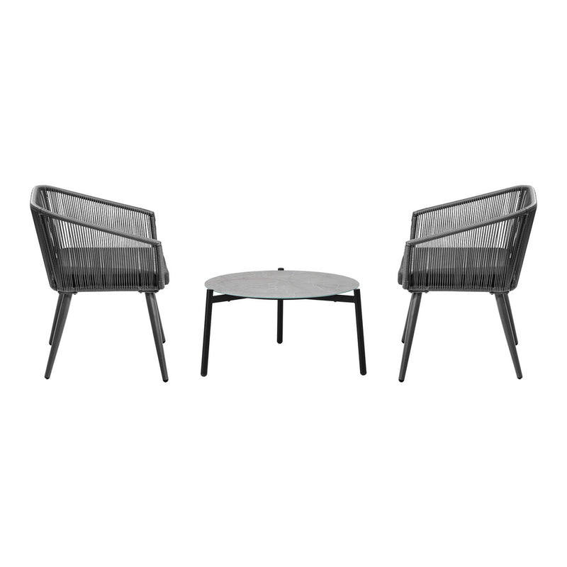 Livsip 3 Piece Outdoor Patio Set 70cm Table Polyester rope