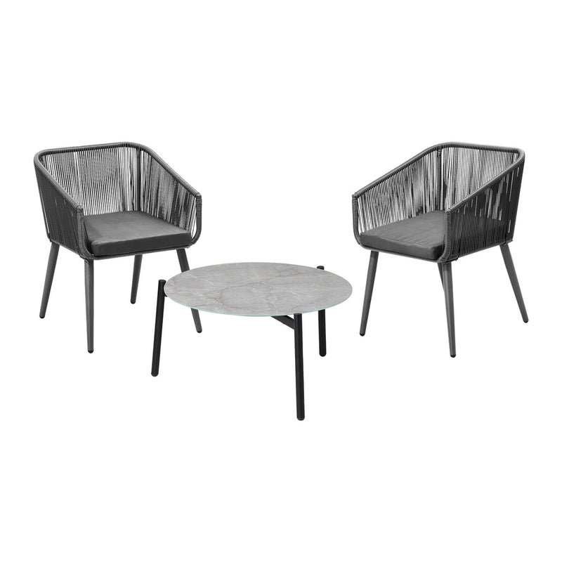Livsip 3 Piece Outdoor Patio Set 70cm Table Polyester rope