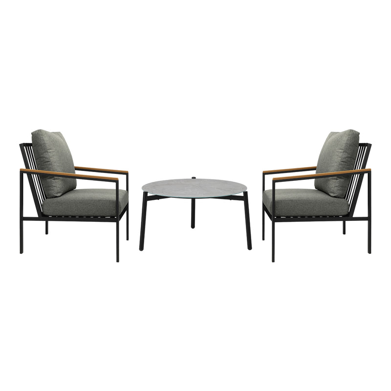 Livsip 3PC Outdoor Patio Lounge Set 70cm Coffee Table Sofa Chairs