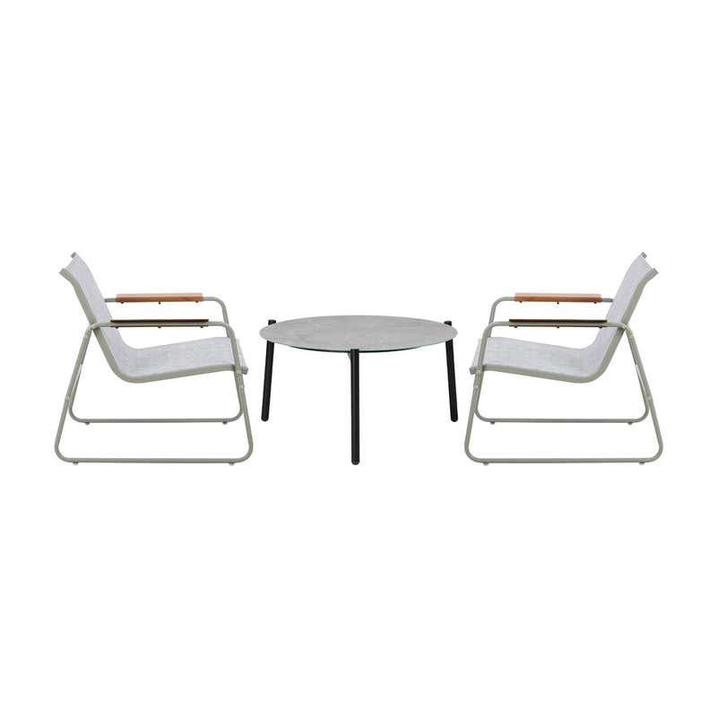 Livsip 3PCS Outdoor Bistro Set Patio Chair 70cm Grey Table Textilene
