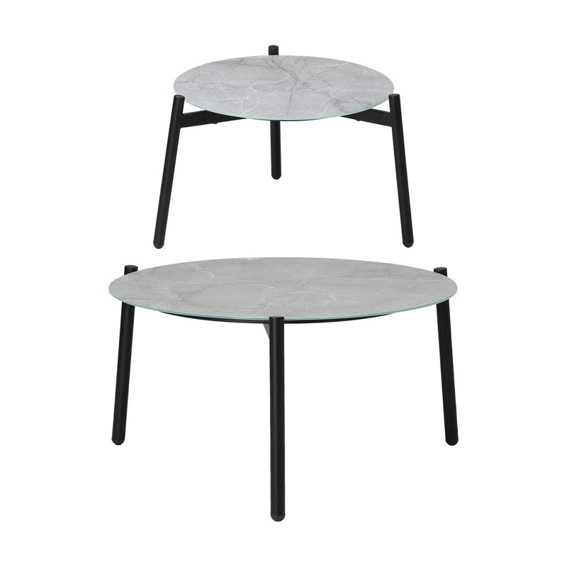 Livsip 6PC Outdoor Patio Set Round Grey Marble Table Sets with Chairs