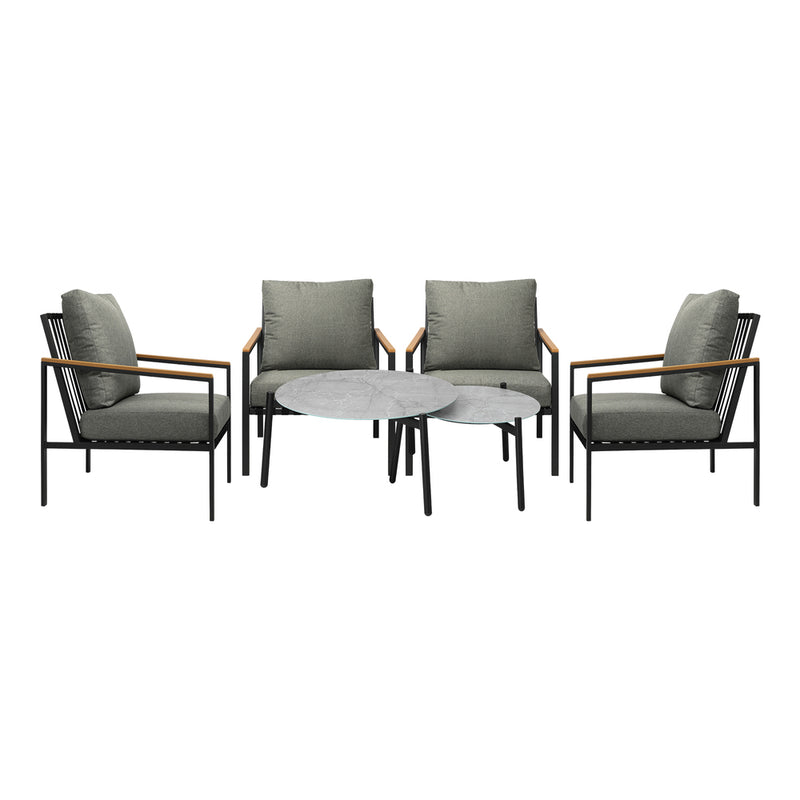 Livsip 6PCS Outdoor Lounge Set Grey Coffee Table Set with Chairs
