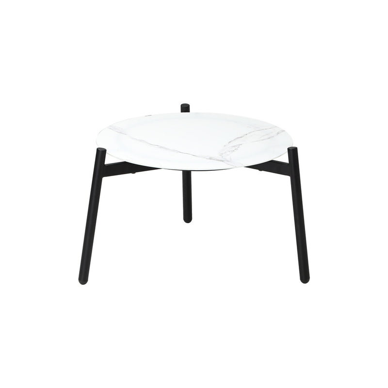 Livsip 3PCS Outdoor Patio Set White 50cm Coffee Table Natural Chairs
