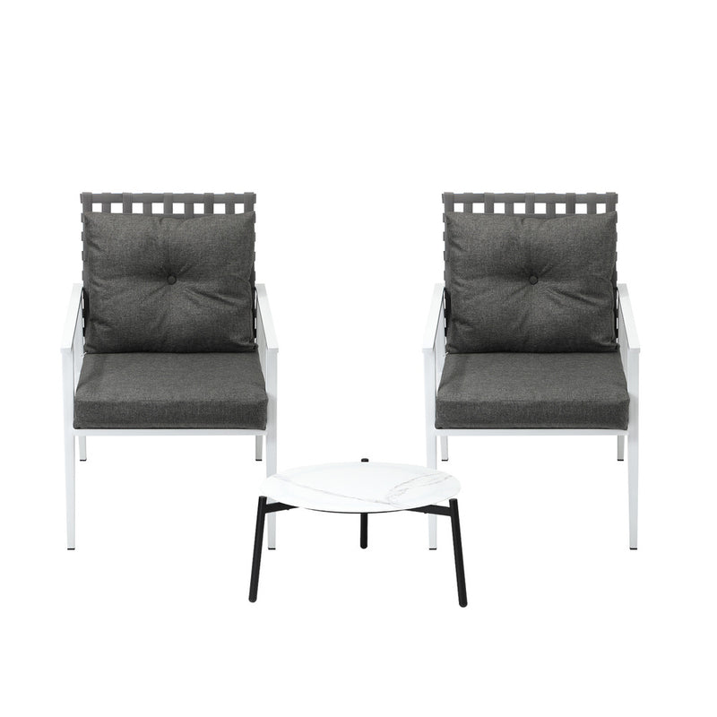 Livsip 3pcs Outdoor Lounge Set 50CM Round Table Rattan Chairs
