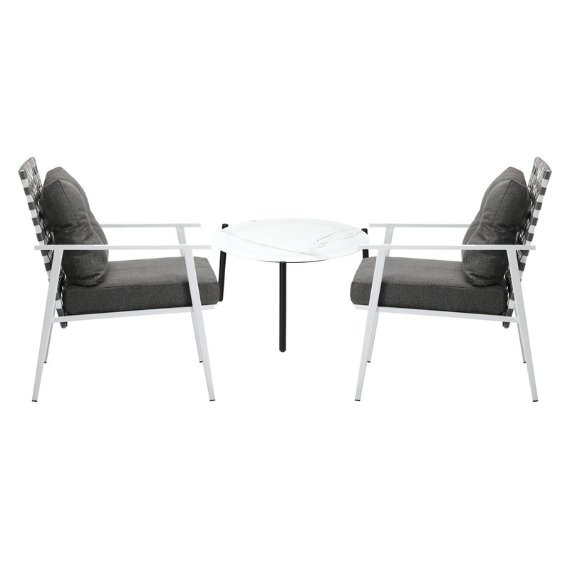 Livsip 3pcs Outdoor Lounge Set 50CM Round Table Rattan Chairs