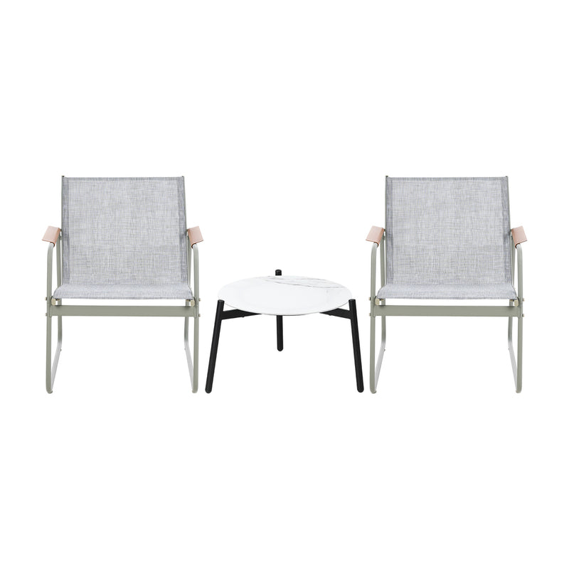Livsip 3PCS Outdoor Bistro Set 50cm Coffee Table Textilene Patio Chair