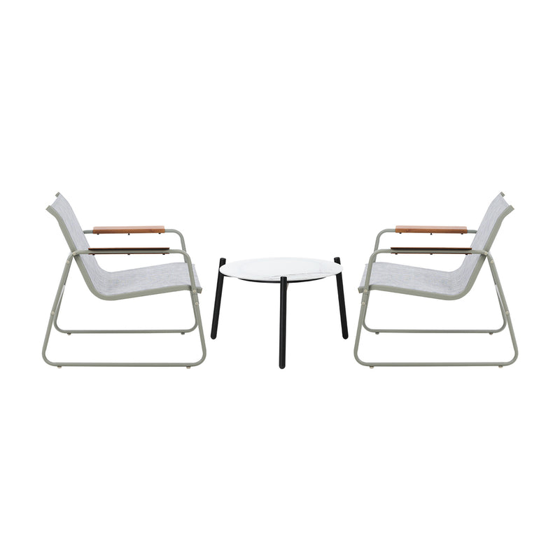 Livsip 3PCS Outdoor Bistro Set 50cm Coffee Table Textilene Patio Chair