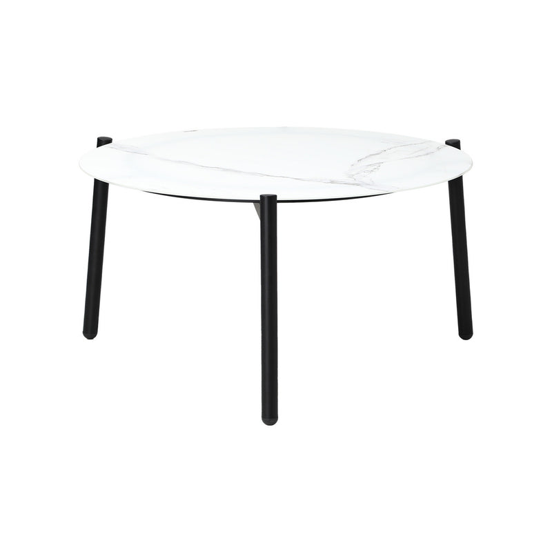 Livsip 3PCS Outdoor Patio Set White 70cm Coffee Table Grey Chairs