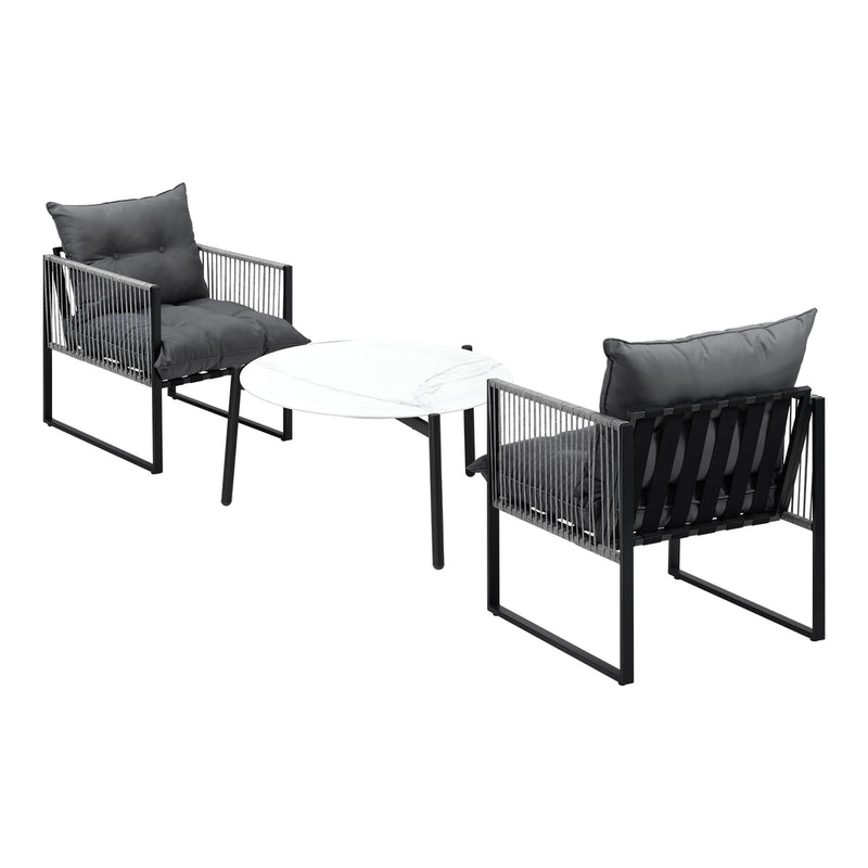 Livsip 3PCS Outdoor Patio Set White 70cm Table Cushioned Armchairs