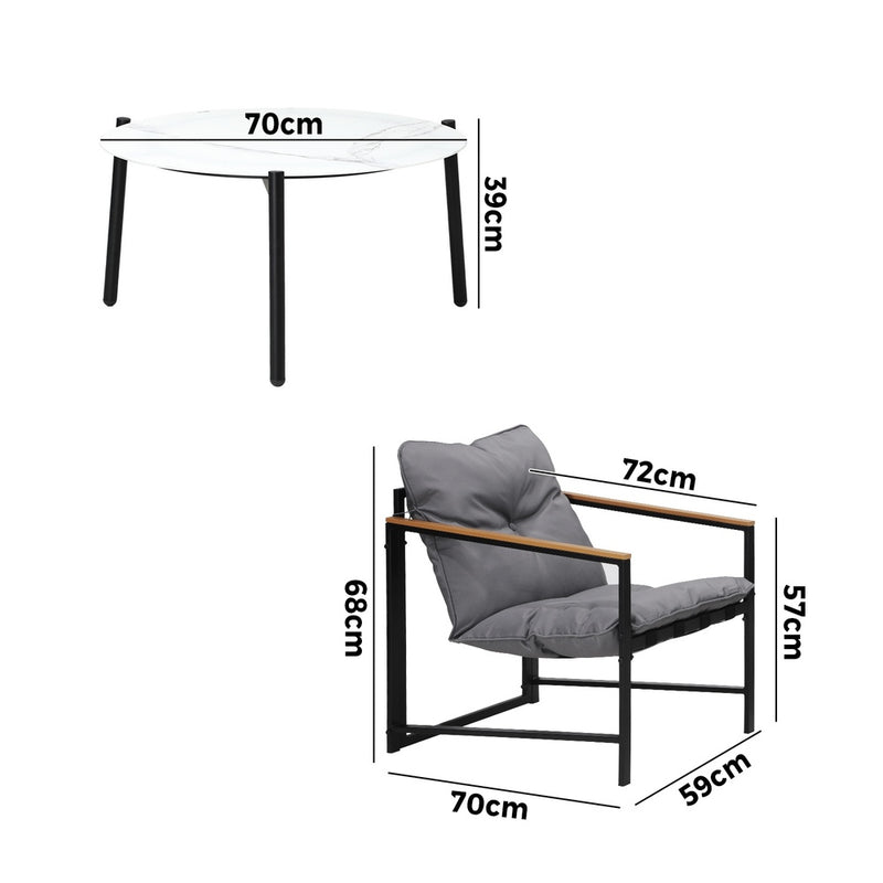 Livsip 4 Seater Outdoor Patio Set 70CM Round White Marble Table