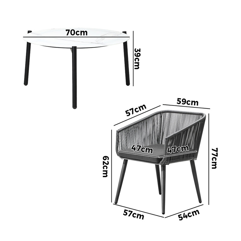 Livsip Outdoor Lounge Setting Furniture 3 Piece Patio Set