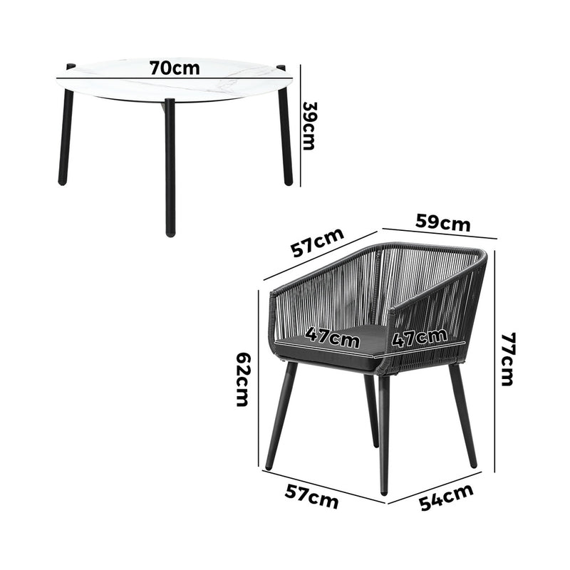 Livsip Outdoor Lounge Setting Furniture 3 Piece Patio Set