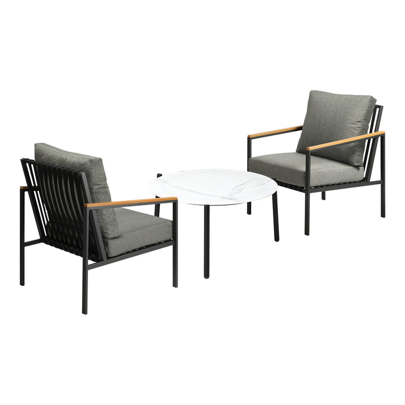 Livsip 3PC Outdoor Patio Set White 70cm Coffee Table Sofa Chair