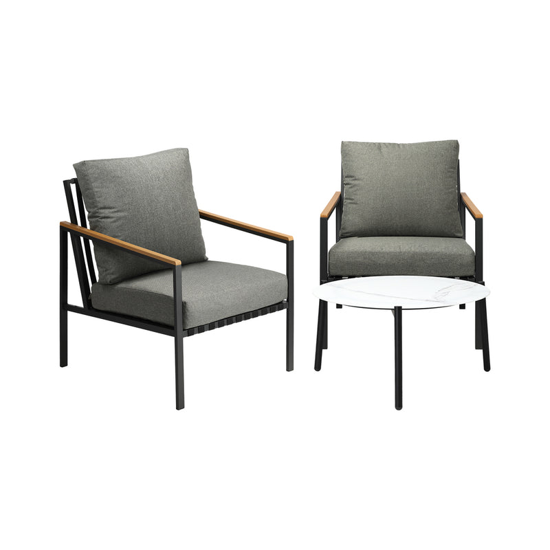 Livsip 3PC Outdoor Patio Set White 70cm Coffee Table Sofa Chair