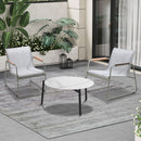 Livsip 3PCS Outdoor Bistro Set Patio Chair 70cm White Table Textilene