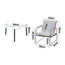 Livsip 3PCS Outdoor Bistro Set Patio Chair 70cm White Table Textilene