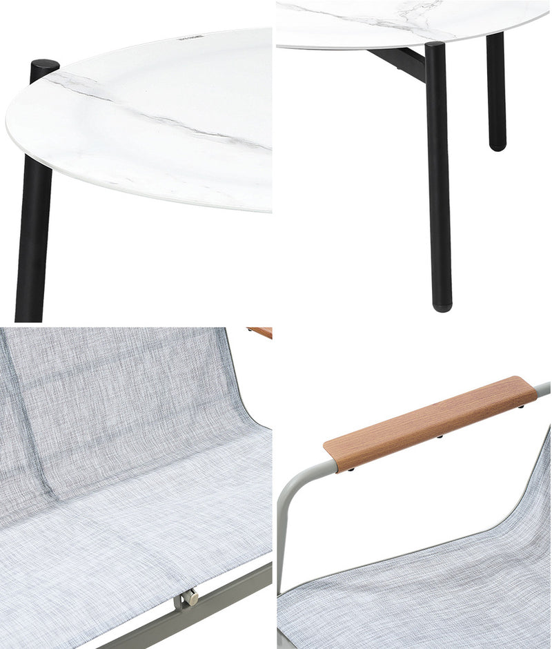 Livsip Outdoor Lounge Set 4 Seater Patio Chairs 70cm White Table