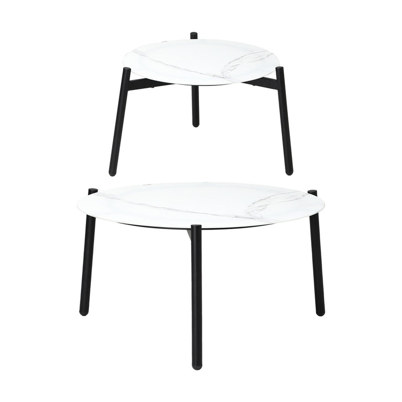 Livsip 6PC Outdoor Patio Set 2 Coffee Table with Grey Chairs