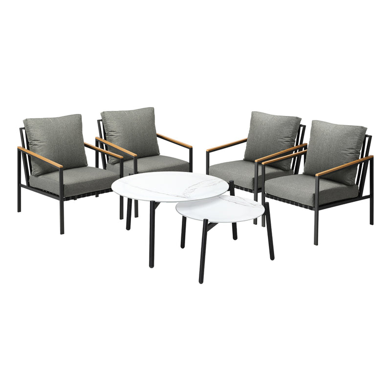 Livsip Outdoor Patio Lounge Set White 50/70cm Coffee Table Set Chairs