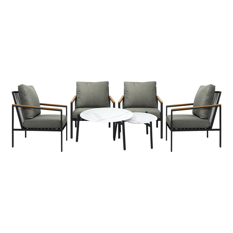 Livsip Outdoor Patio Lounge Set White 50/70cm Coffee Table Set Chairs