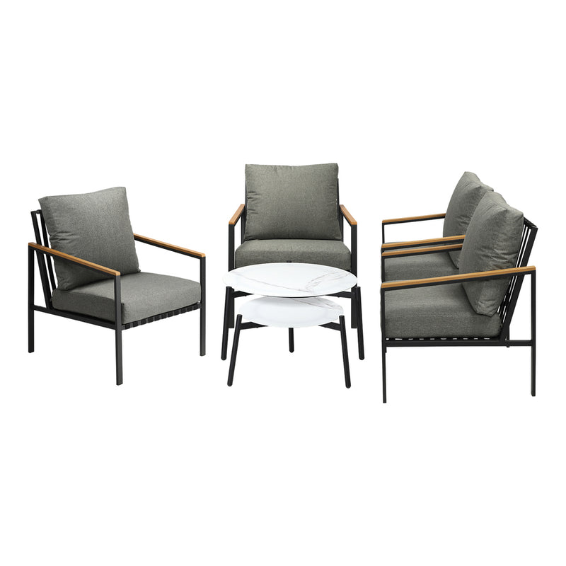 Livsip Outdoor Patio Lounge Set White 50/70cm Coffee Table Set Chairs