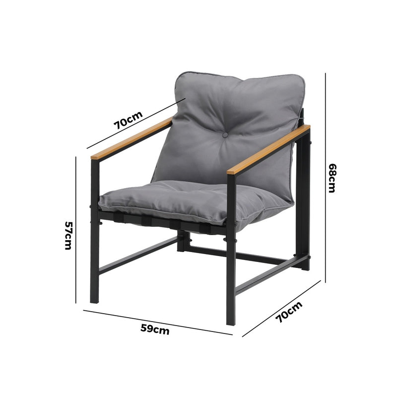 Livsip 2 Piece Outdoor Armchair Lounge Sofa Black