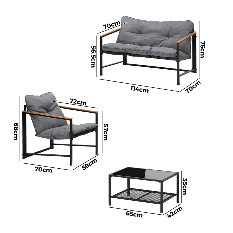Livsip 4 Seater Outdoor Lounge Sofa Set Patio Chairs Table