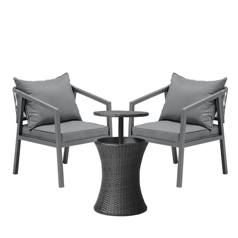 Livsip Outdoor Patio Set Ice Bucket Black Table Bistro Setting 3pcs