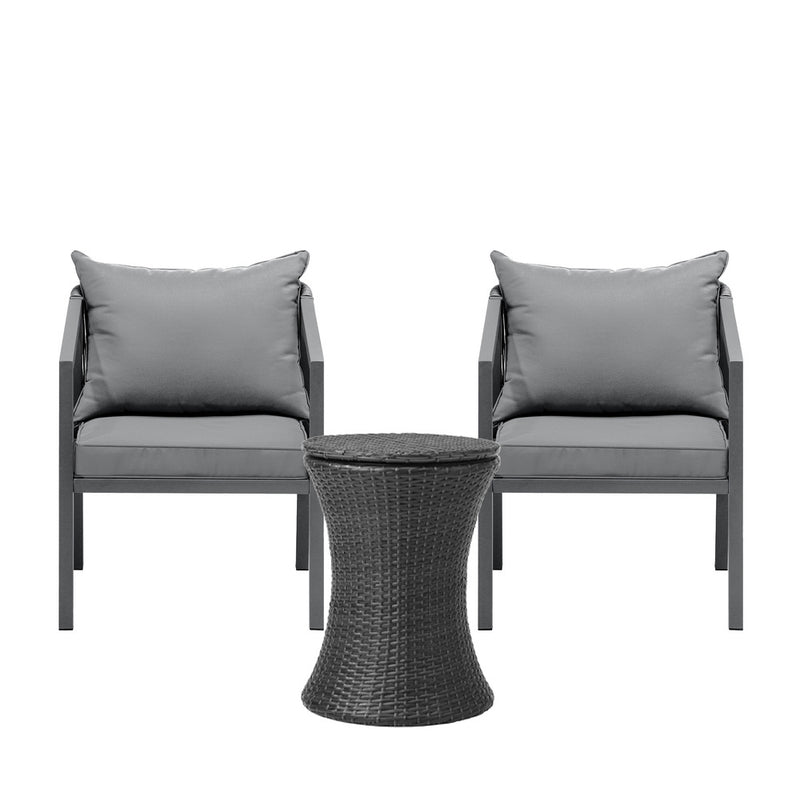 Livsip Outdoor Patio Set Ice Bucket Black Table Bistro Setting 3pcs