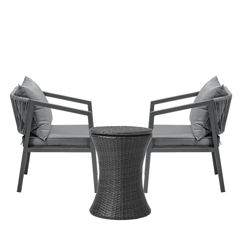 Livsip Outdoor Patio Set Ice Bucket Black Table Bistro Setting 3pcs