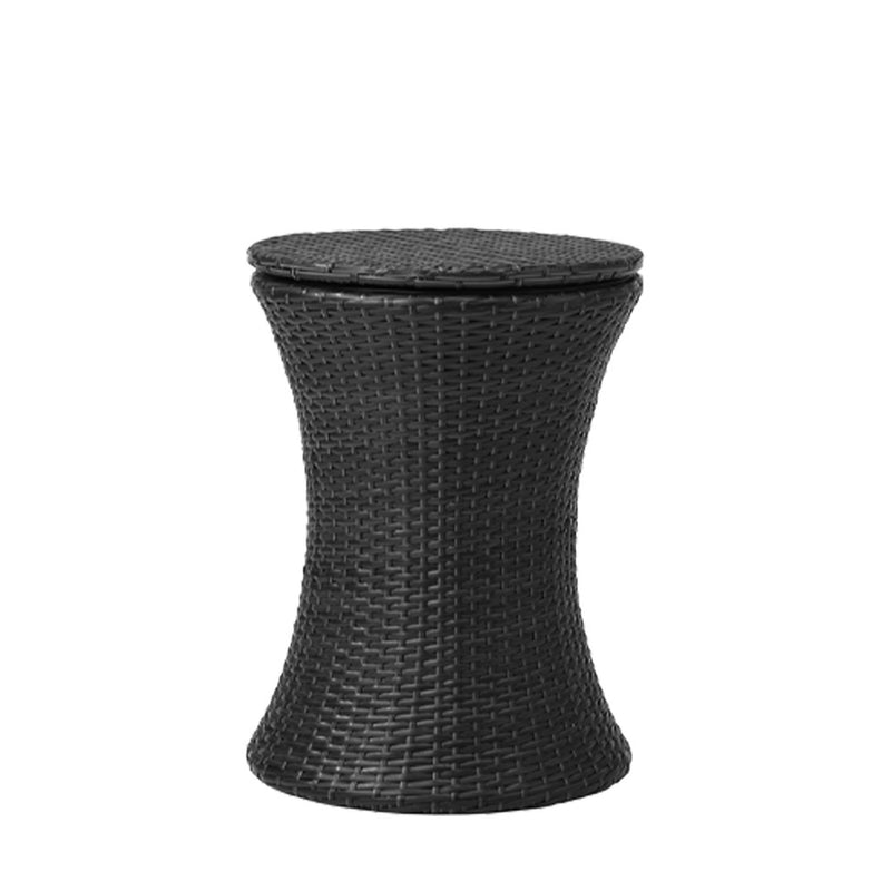 Livsip Outdoor Patio Set Ice Bucket Black Table Rattan Bistro Set 3pcs