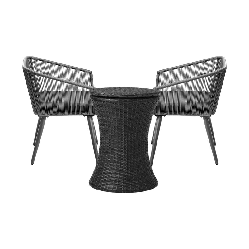 Livsip 3PCS Outdoor Lounge Setting Ice Bucket Black Adjustable Table