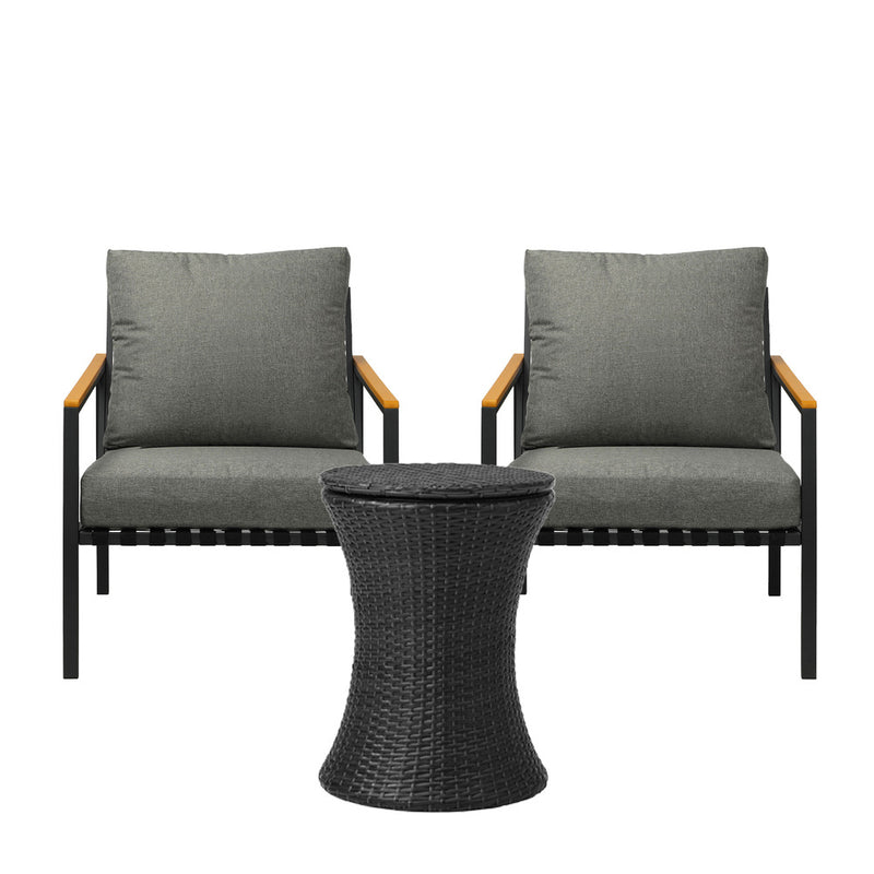 Livsip Outdoor Patio Set Ice Bucket Black Adjustable Table Sofa Set 3pcs