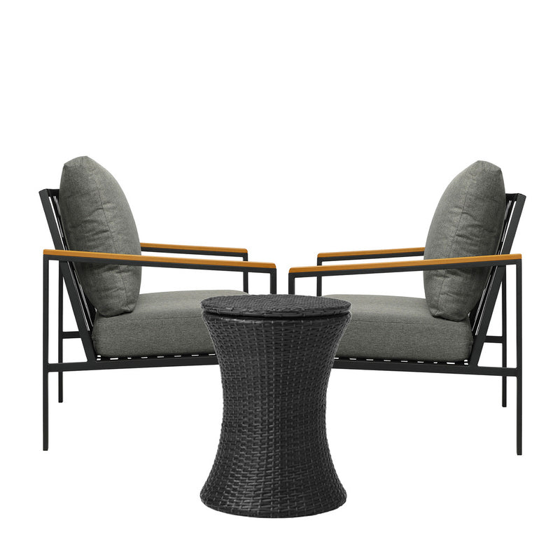 Livsip Outdoor Patio Set Ice Bucket Black Adjustable Table Sofa Set 3pcs