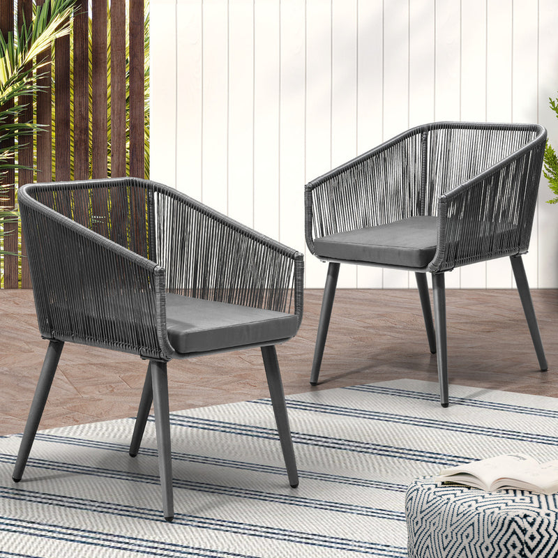 Livsip Outdoor Armchair X2 with Padded Seat Grey