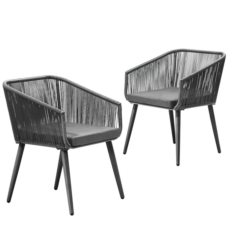 Livsip Outdoor Armchair X2 with Padded Seat Grey