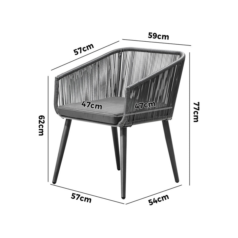 Livsip Outdoor Armchair X2 with Padded Seat Grey