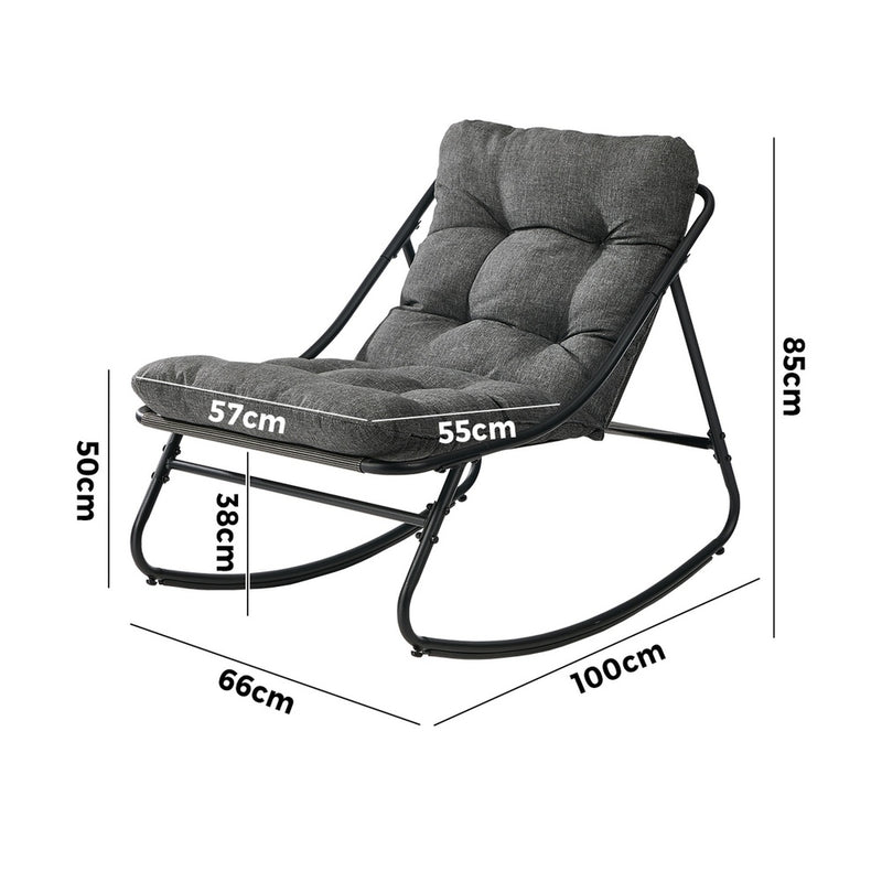 Livsip Outdoor Rocking Chair Garden Lounge Textilene Grey