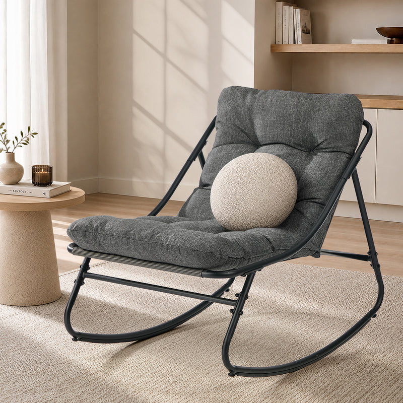 Livsip Outdoor Rocking Chair Garden Lounge Textilene Grey