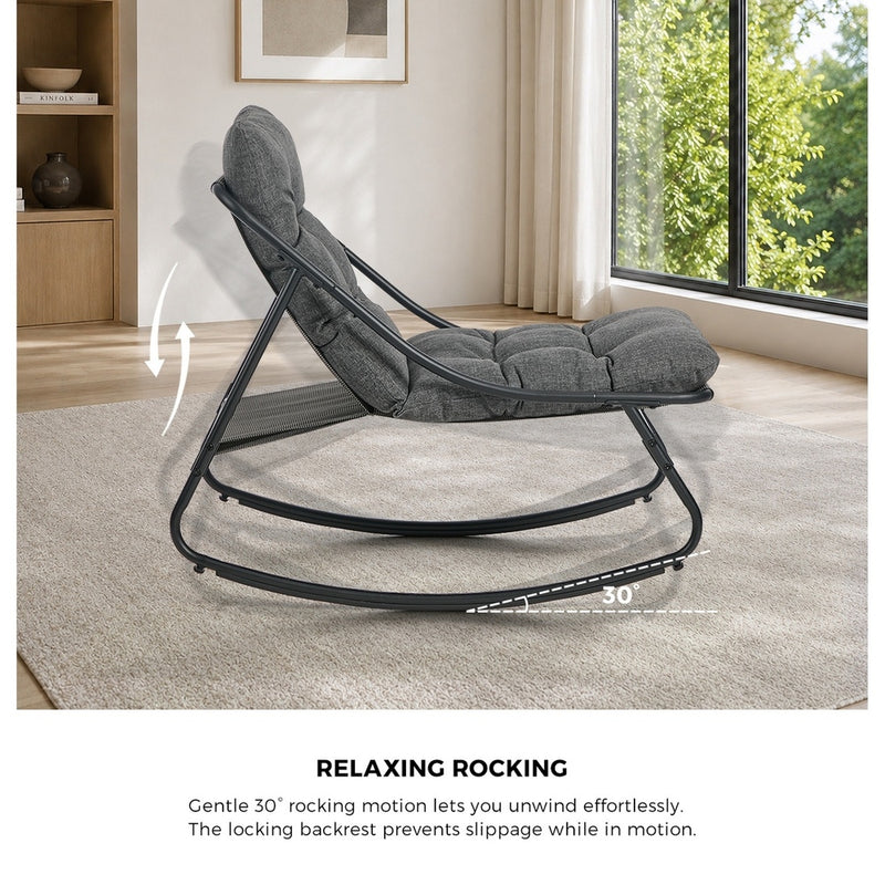 Livsip Outdoor Rocking Chair Garden Lounge Textilene Grey