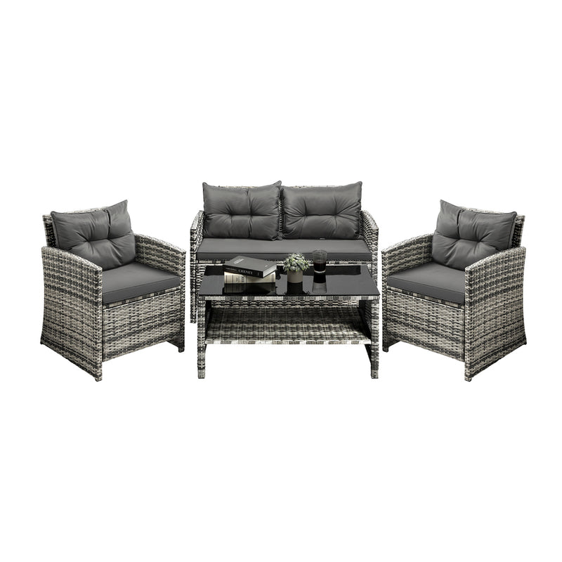 Livsip Outdoor Patio Set Wicker Table&Chairs 4 Piece